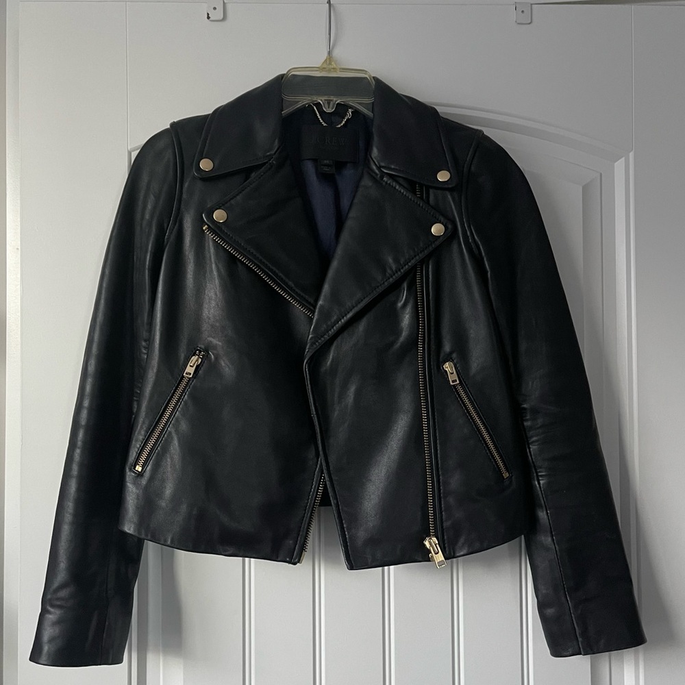 J.Crew Collection Black Leather Moto Jacket